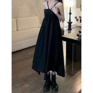 Đầm Hai Dây Dáng Chữ A Dài Trung Bình Phối Vải Mềm Mỏng Kiểu Pháp Cho Nữ Hàng Có Sẵn Đầm dáng dài babydoll cổ yếm