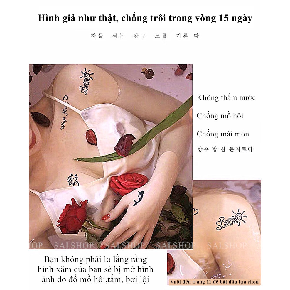 Miếng dán hình xăm tạm thời SAI MAGIC TATTOO 28CM×15CM chống thấm nước lâu trôi lên đến 2 tuần 003