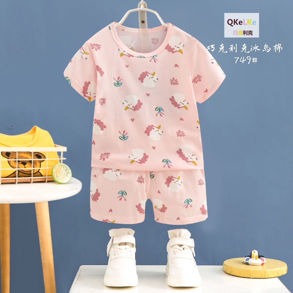 Đồ bộ xuất hàn QiQi,Kaikai cho bé gái – Bộ Cotton 4 chiều quảng châu xuất hàn