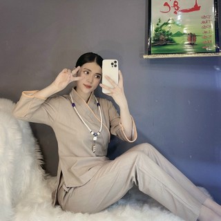 (COTTON LẠNH) Bộ đồ lam đi chùa trang phục phật tử chất COTTON lạnh cao cấp
