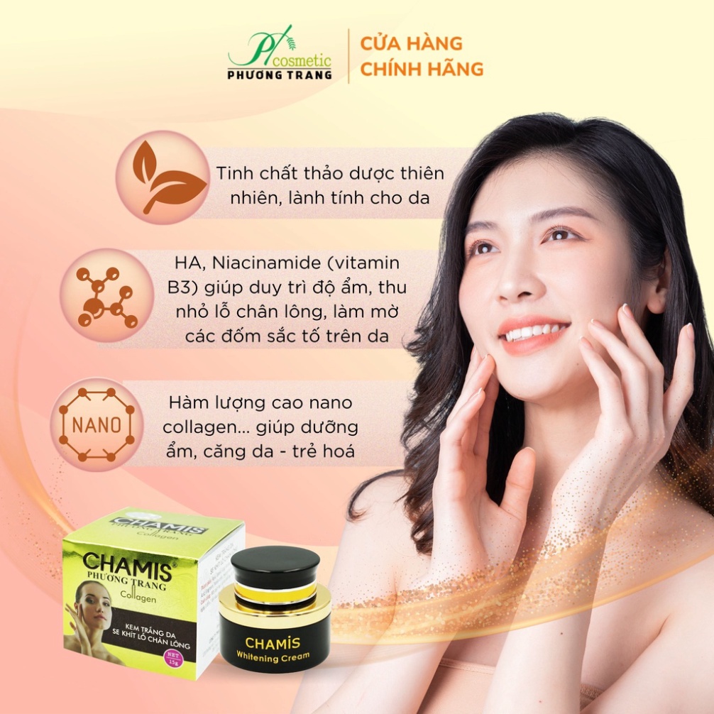 Kem dưỡng trắng da và Serum CHAMIS - Giúp se khít lỗ chân lông, giảm vết thâm, đều màu da