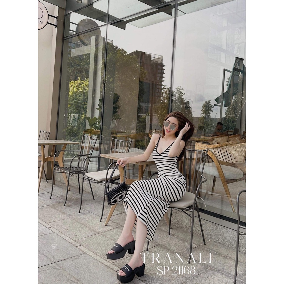 Đầm ôm body kẻ sọc dáng dài
