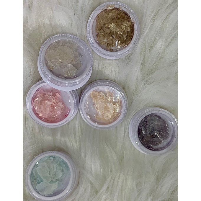 Set 6 Hũ Xà Cừ Tuyết Vân Đá Phụ Kiện Làm Nail