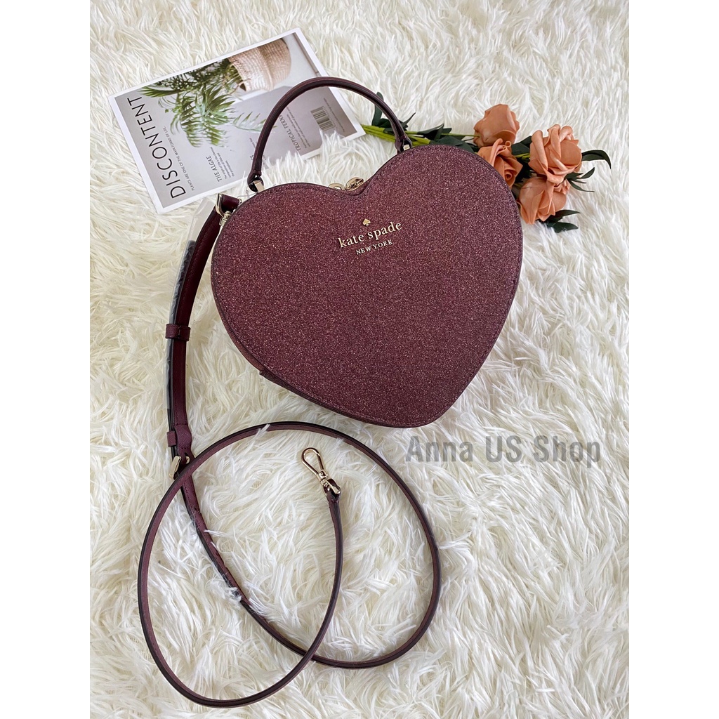 Túi Trái Tim Kate Spade Love Shack Glitter Heart Bag Màu Deep Nova Lấp Lánh