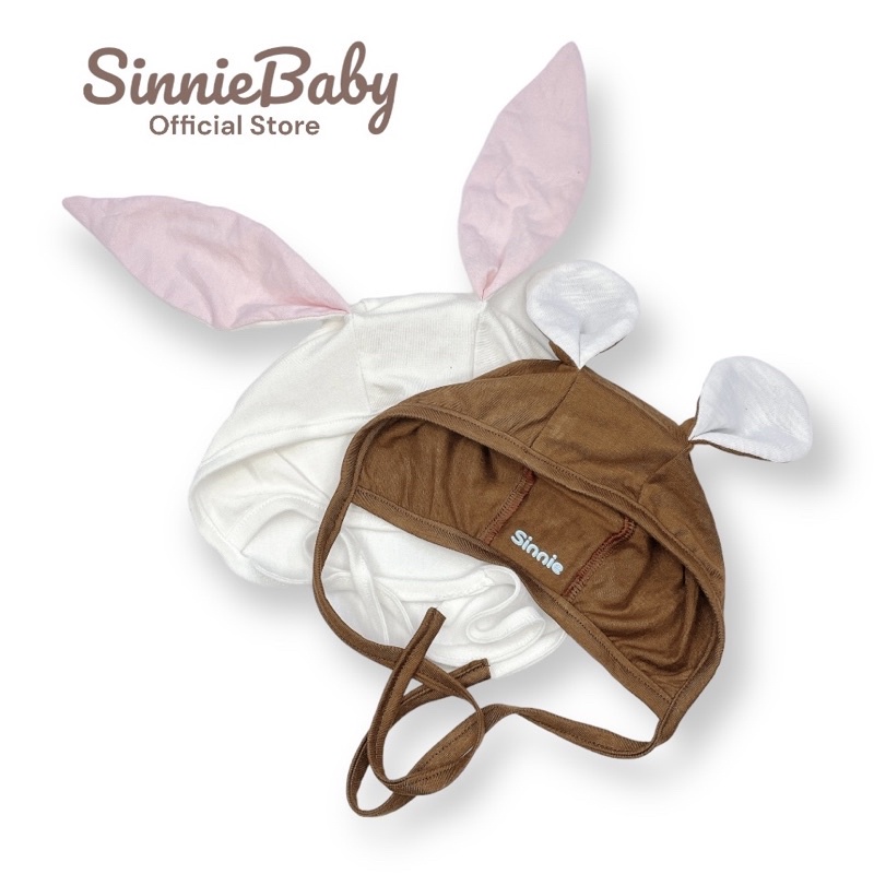 Mũ buộc dây tai gấu tai thỏ dễ thương cho bé Sinnie, mũ động vật vải cotton lụa sơ sinh siêu mát.