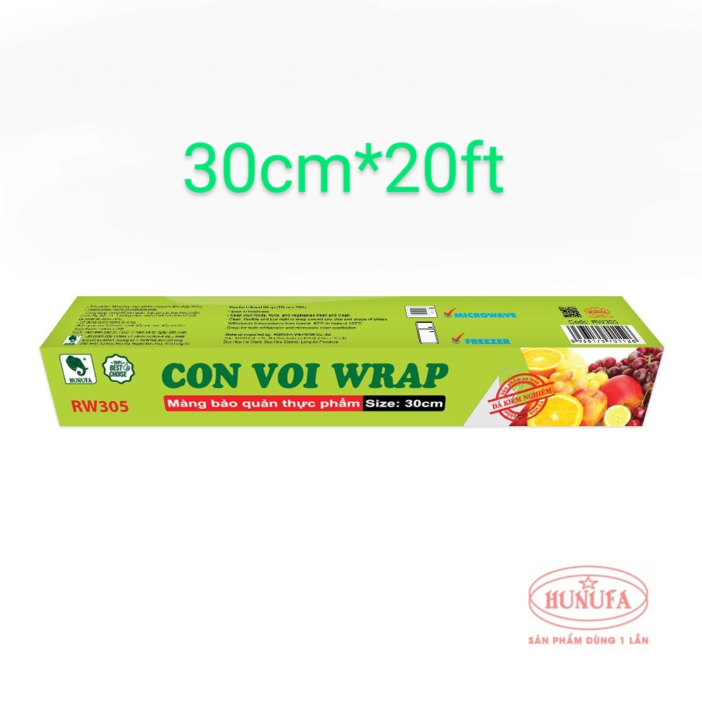 Màng bọc thực phẩm 30CM x 20FT CON VOI