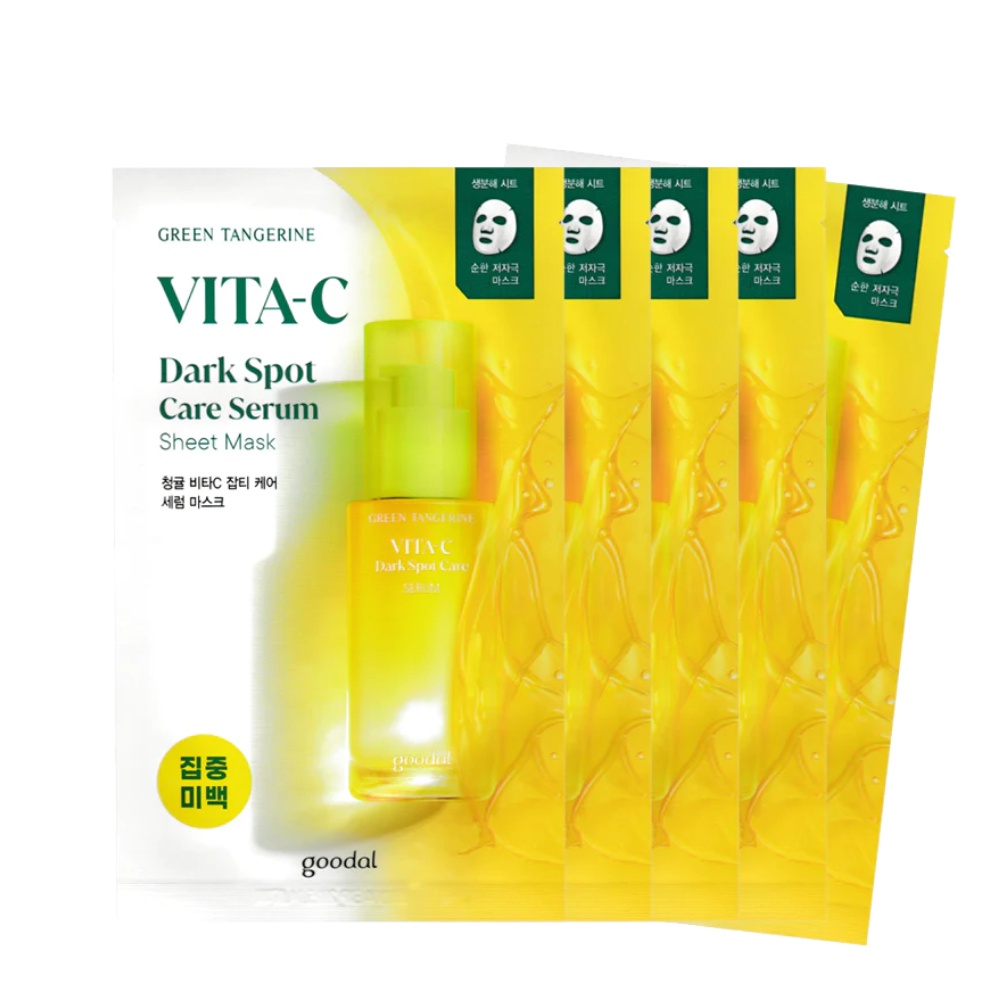 Hộp Mặt Nạ Làm Sáng Da Goodal Green Tangerine Vita C Dark Spot Care Serum Sheet Mask (28mlx5)