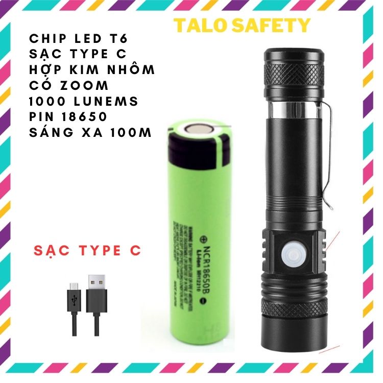 Đèn pin siêu sáng cầm tay mini led T6 MÃ 20, pin 18650 chống nước tốt