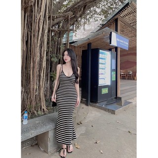 Váy body 2s kẻ dáng đuôi cá tôn dáng