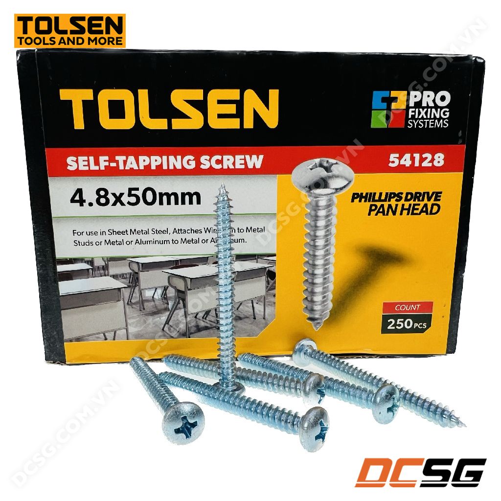 Ốc vít đầu tròn bề mặt mạ kẽm 3.5-4.8mm Tolsen (bán lẻ theo gói) | DCSG