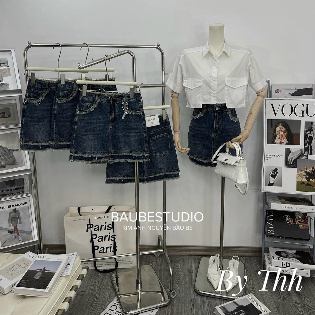 CHÂN VÁY JEANS XANH TUA RUA | BigBuy360 - bigbuy360.vn