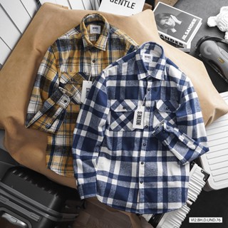 Sơ mi khoác Flanel hàng xuất dư, vải dày dặn phù hợp khoác hoặc sơ mi