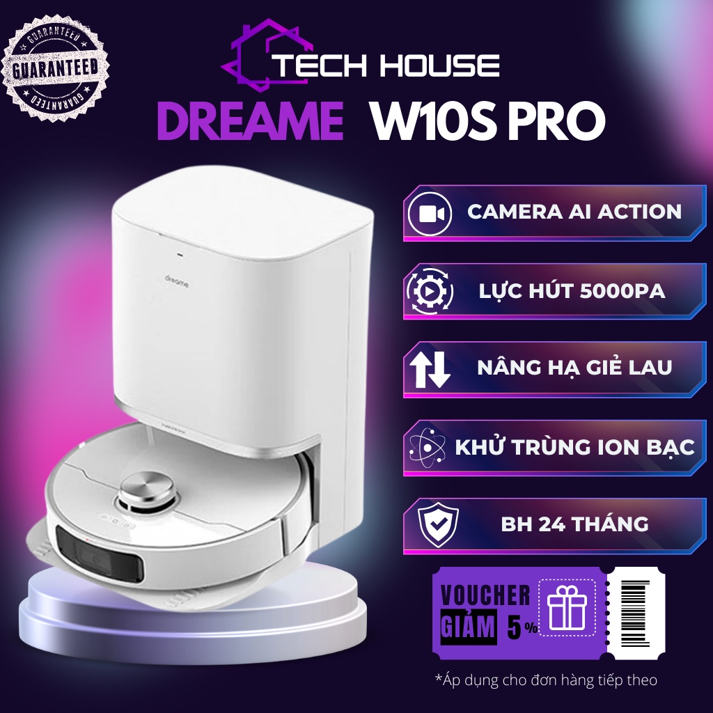 Robot Hút Bụi Lau Nhà DREAME BOT W10S PRO/W10 PRO  - Tự động giặt - sấy khăn lau, camera AI