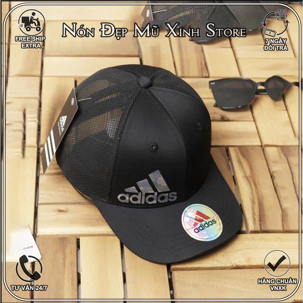 NÓN LƯỠI TRAI trai Adidas climalite vải cotton Hàn Quốc cao cấp, đuôi cài da,khóa nón kim loại,màu đen trắng logo thêu