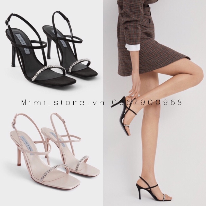 Giày 9cm quai mảnh đá CNK xuất Full box MS-2777