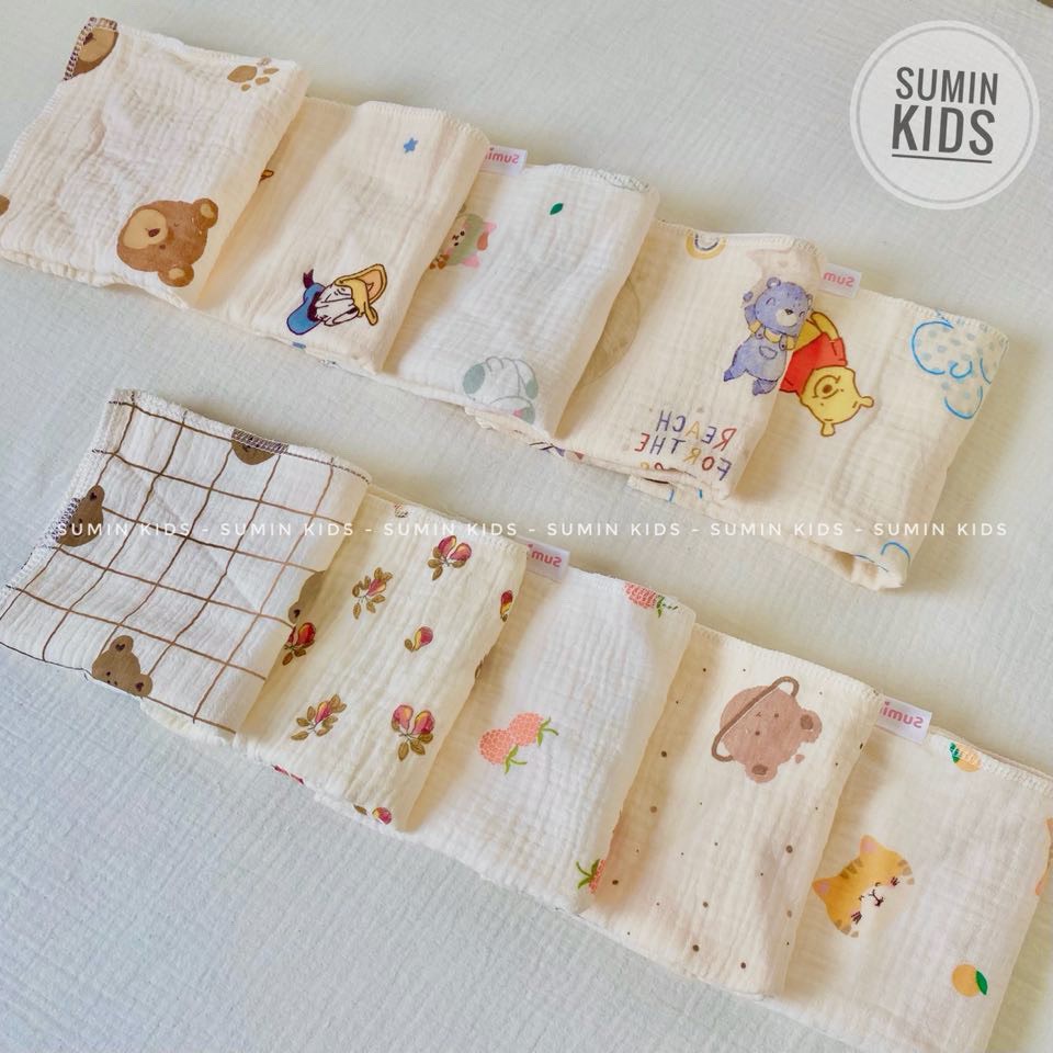Khăn xô sữa cho bé loại 4 lớp, khăn sữa, khăn xô Muslin Oganic cao cấp cho bé SUMIN