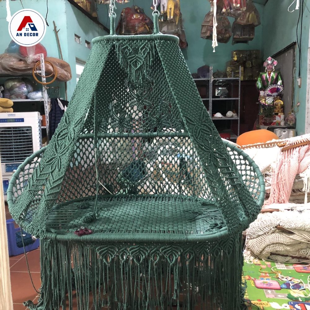 Xích đu hoàng gia đôi có thành, giường treo cung điện, xích đu công chúa, sang trọng, siêu chill tặng kèm nệm gối tựa