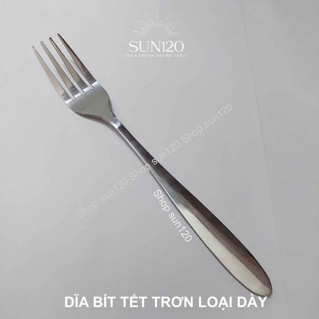 Nĩa inox trơn ăn bít tết loại dày QQ dĩa inox cao cấp dĩa ăn gà rán salad sáng bóng 20 cm
