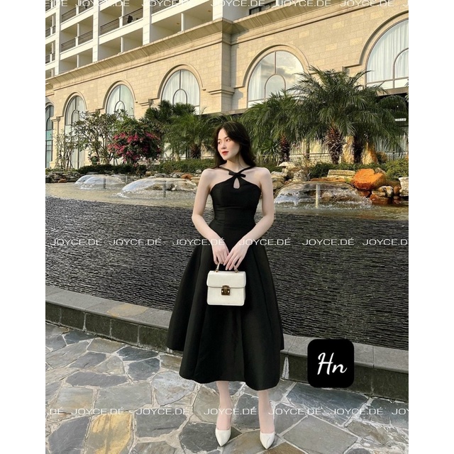 Váy yếm nơ tapta dáng xoè sang trọng