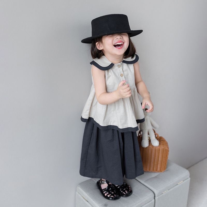 (Ảnh thật) Set đồ bé gái áo babydoll và quần ống rộng dễ thương đi chơi đi học du lịch hè 2023