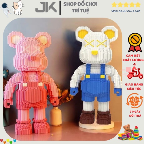 Đồ Chơi Lắp Ráp Mô Hình Gấu Bear Brick Cỡ Lớn 35cm Nhiều Mẫu, Ghép Hình Tượng Gấu Bearbrick
