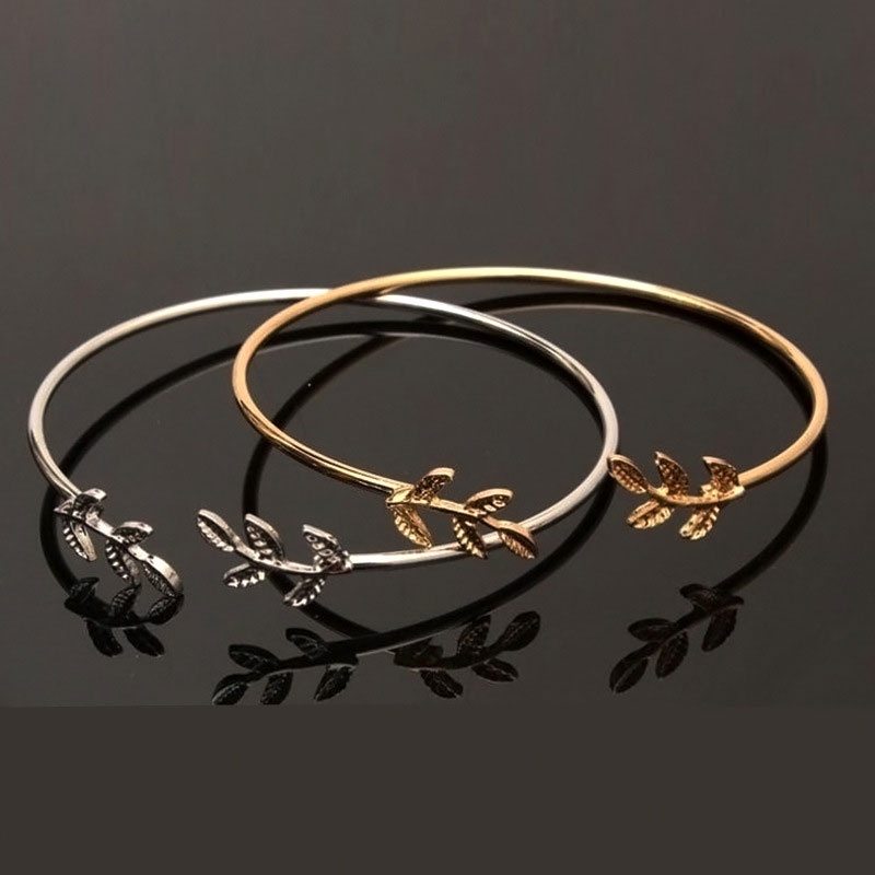 Vòng tay có thể điều chỉnh hình lá Vòng hợp kim không bao giờ phai màu
