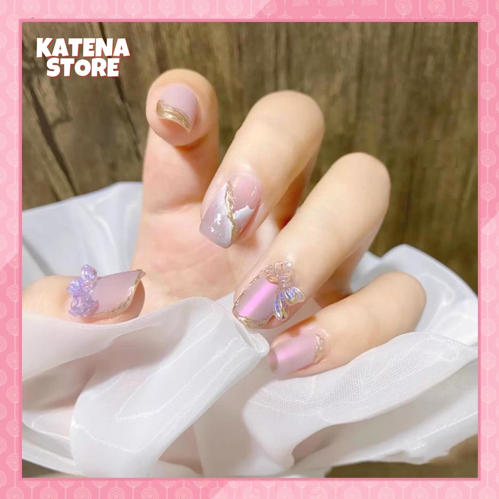 Set 2 cái - Charm nail hình nơ trong suốt hologram trang trí móng nghệ thuật