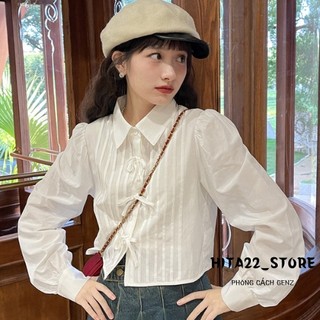 Áo sơ mi croptop thắt nơ hot trend phong cách hàn quốc hita22_store.