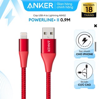 [Không túi đựng] Cáp sạc ANKER PowerLine+ II Lightning dài 0.9m - A8452H