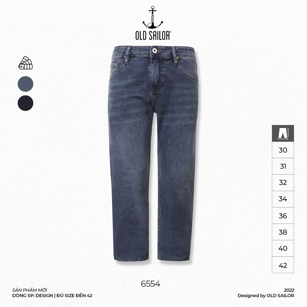 Quần Jeans Nam Trơn OLD SAILOR Form Straight Ống Suông Màu Xanh Bigsize 55-130kg