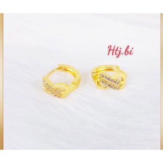 Bông tai nữ mạ vàng,bông sô 8 sát tai trang suc htj