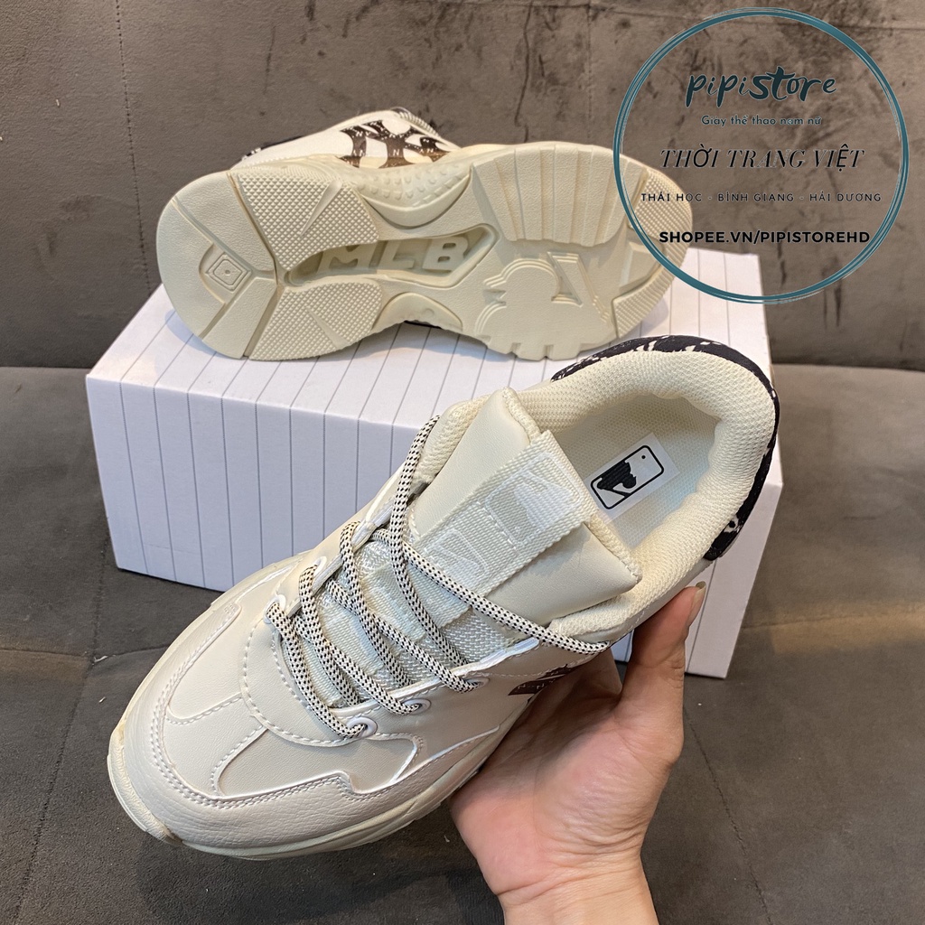 Giày MLB Ny chữ đen gót đen, Giày mlb ny gót gấm in 3D đế tách size 36-43