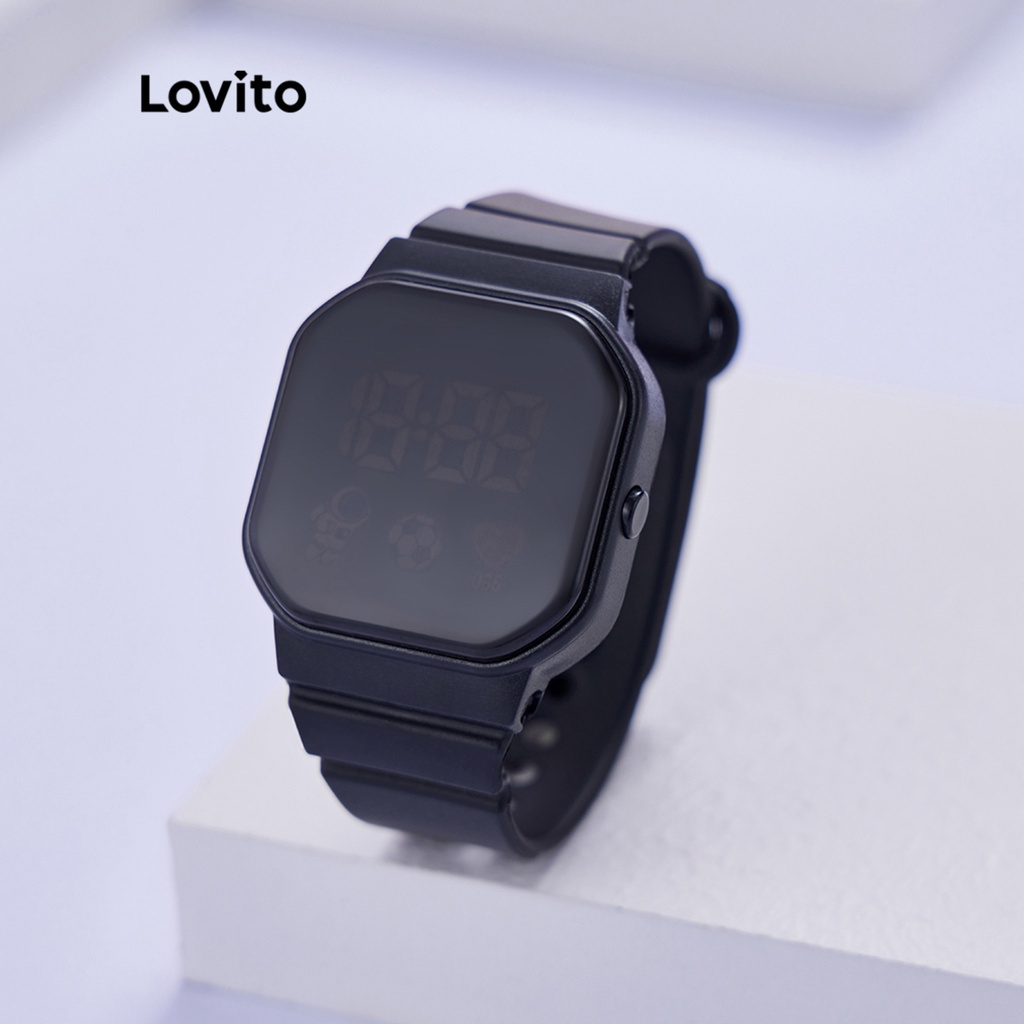 Lovito Đồng hồ điện tử dễ thương hình vuông đơn giản dành cho nữ LSP01001 (Màu Xanh Lá Đậm/Trắng/Hồng)