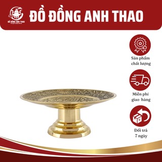 Mâm bồng màu vàng bóng sang trọng - mâm bồng đúc đồng cao cấp đựng hoa quả, tiền mã thờ cúng