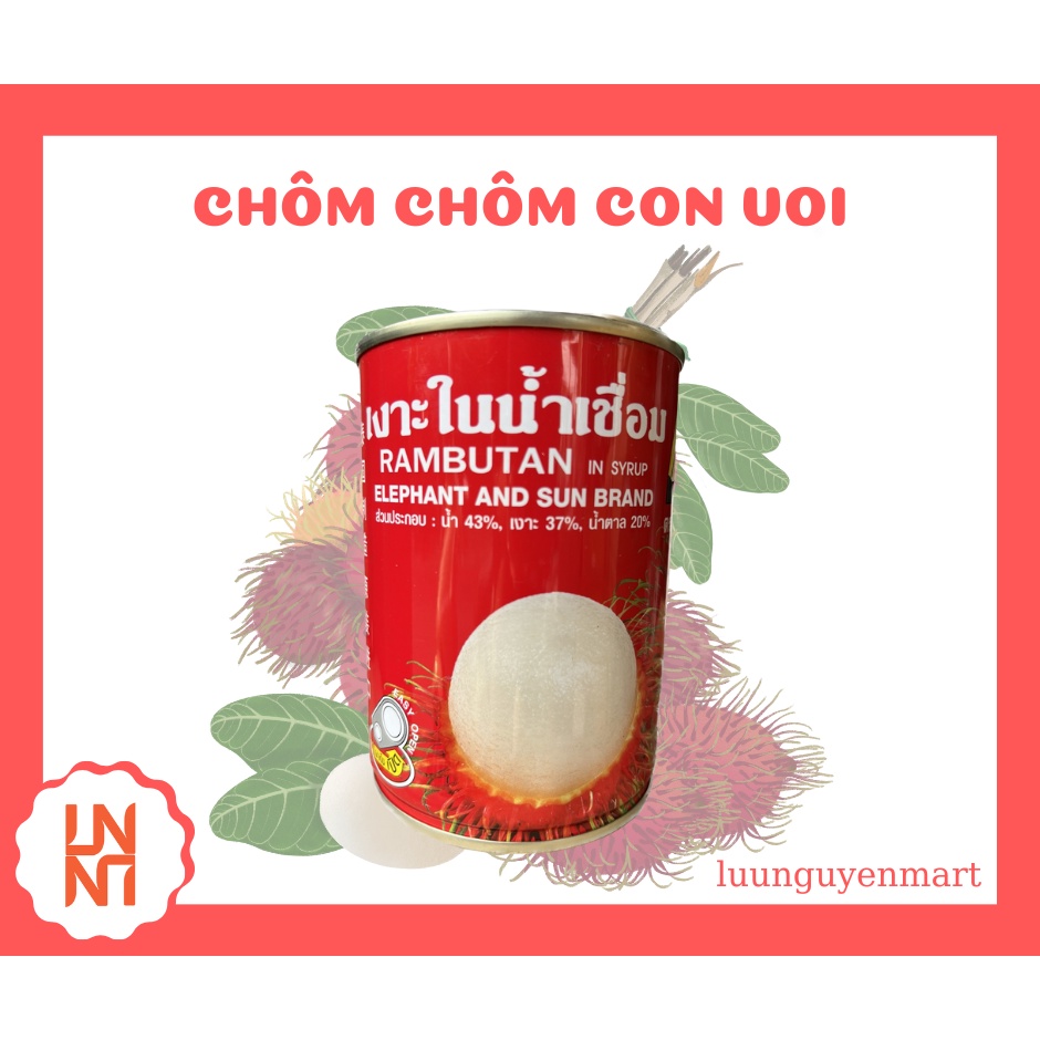 Chôm Chôm Đóng Lon Hiệu Con Voi Thái Lan - Hộp 565gr