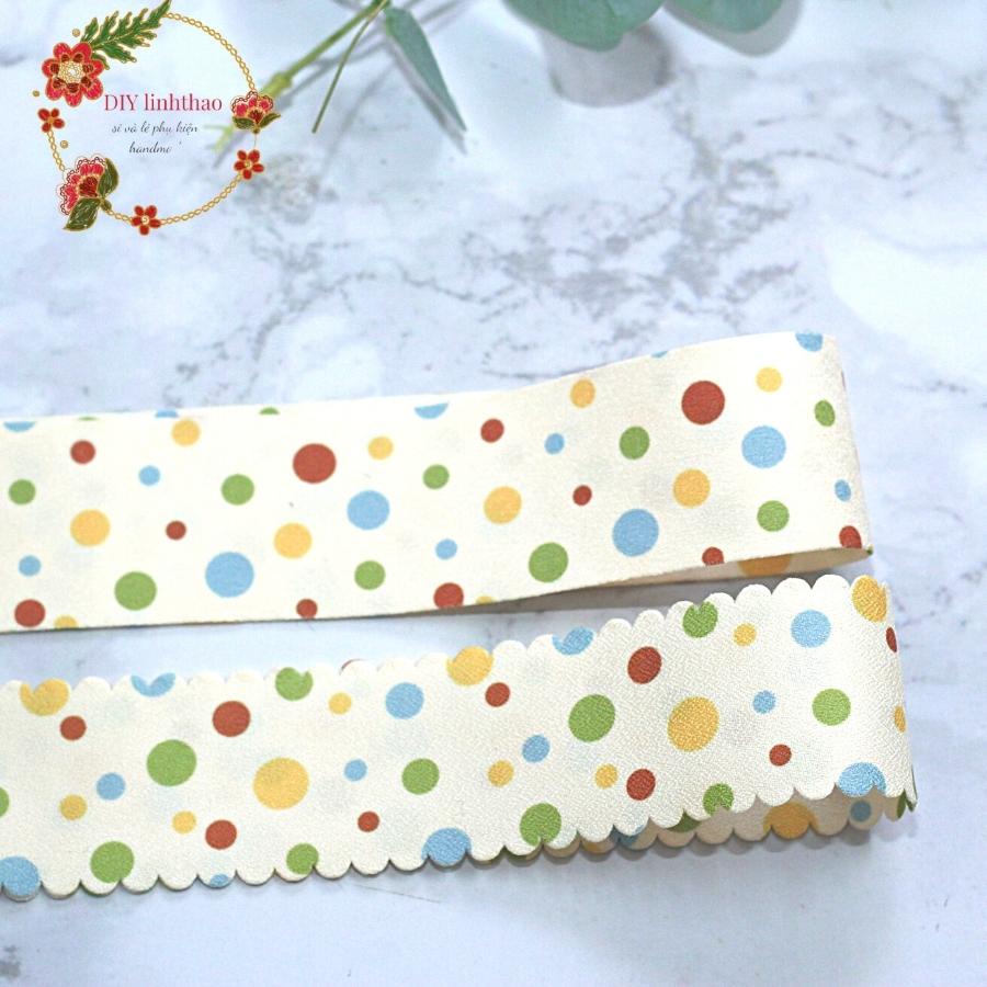 Ruy băng chấm bi HQ 38mm dùng làm nơ bờm, kẹp tóc RB2215