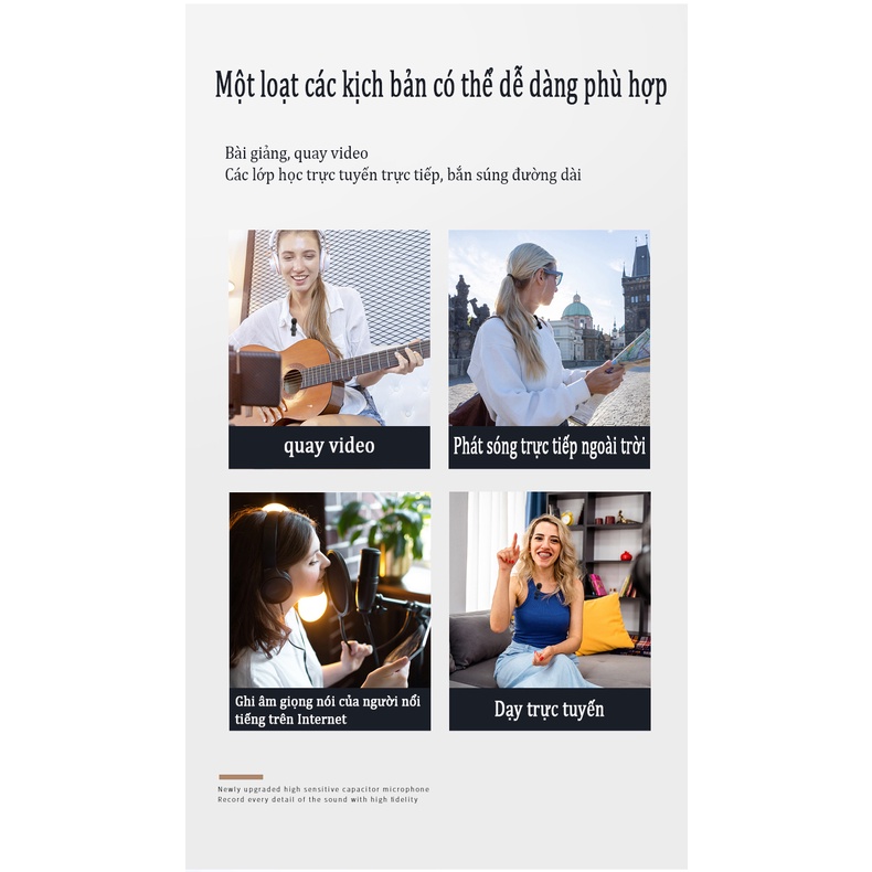 Micro thu âm không dây cài áo K8, Khoảng Cách 15m，Ghi Hình Video, Phát Trực Tiếp, Fb, Quay Vlog, Tiktok.