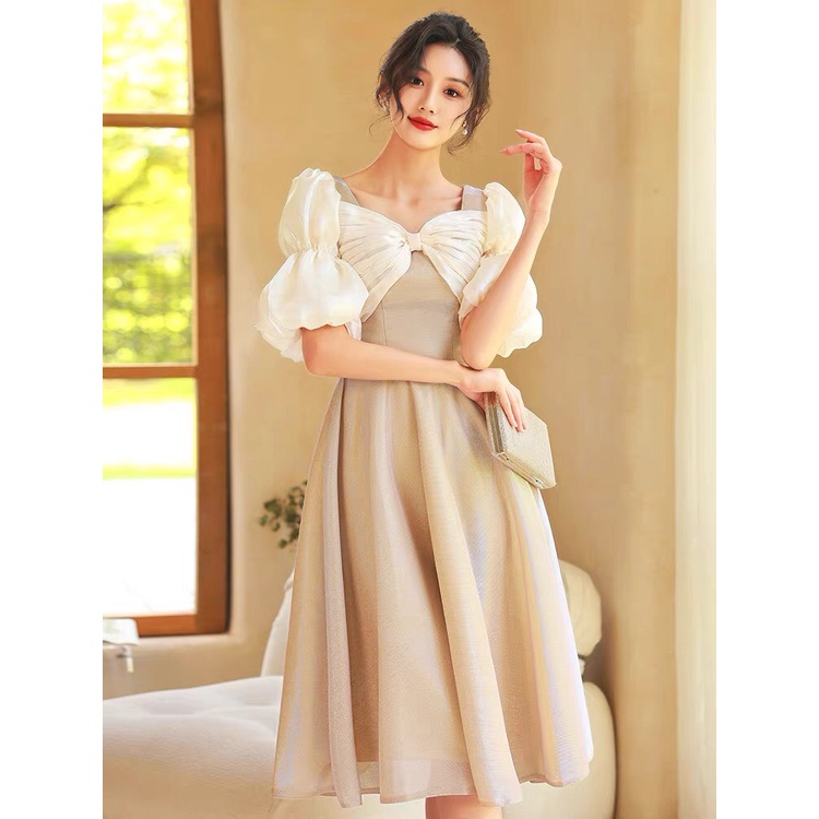 đầm voan tơ tay phông bo chun xòe dự tiệc cao cấp ( thời trang bigsize vicky.g - anitagreen) N223