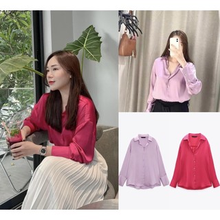 Áo Zara Áo sơ mi lụa basic Zara xuất xịn A112