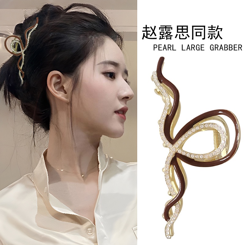 Kẹp Tóc Kim Loại Đính Đá Cao Cấp 13.5cm Phong Cách Hàn Quốc Cho Nữ