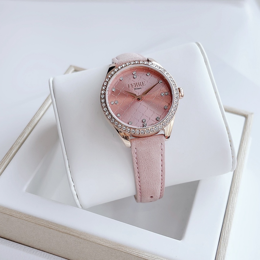 Đồng hồ nữ dây da Ferre Milano Wristwatch Pink FM1L116L0031