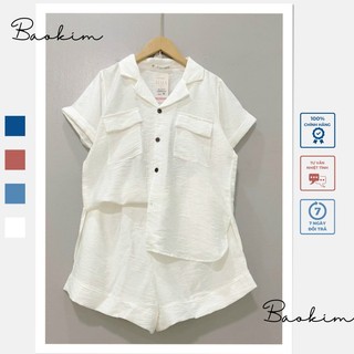 Sét bộ thời trang chất Đũi phối cổ vest duyên dáng