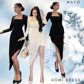 [Aomi Dress] Đầm WAYO cổ vuông xẻ tà cao cấp dự tiệc sang trọng