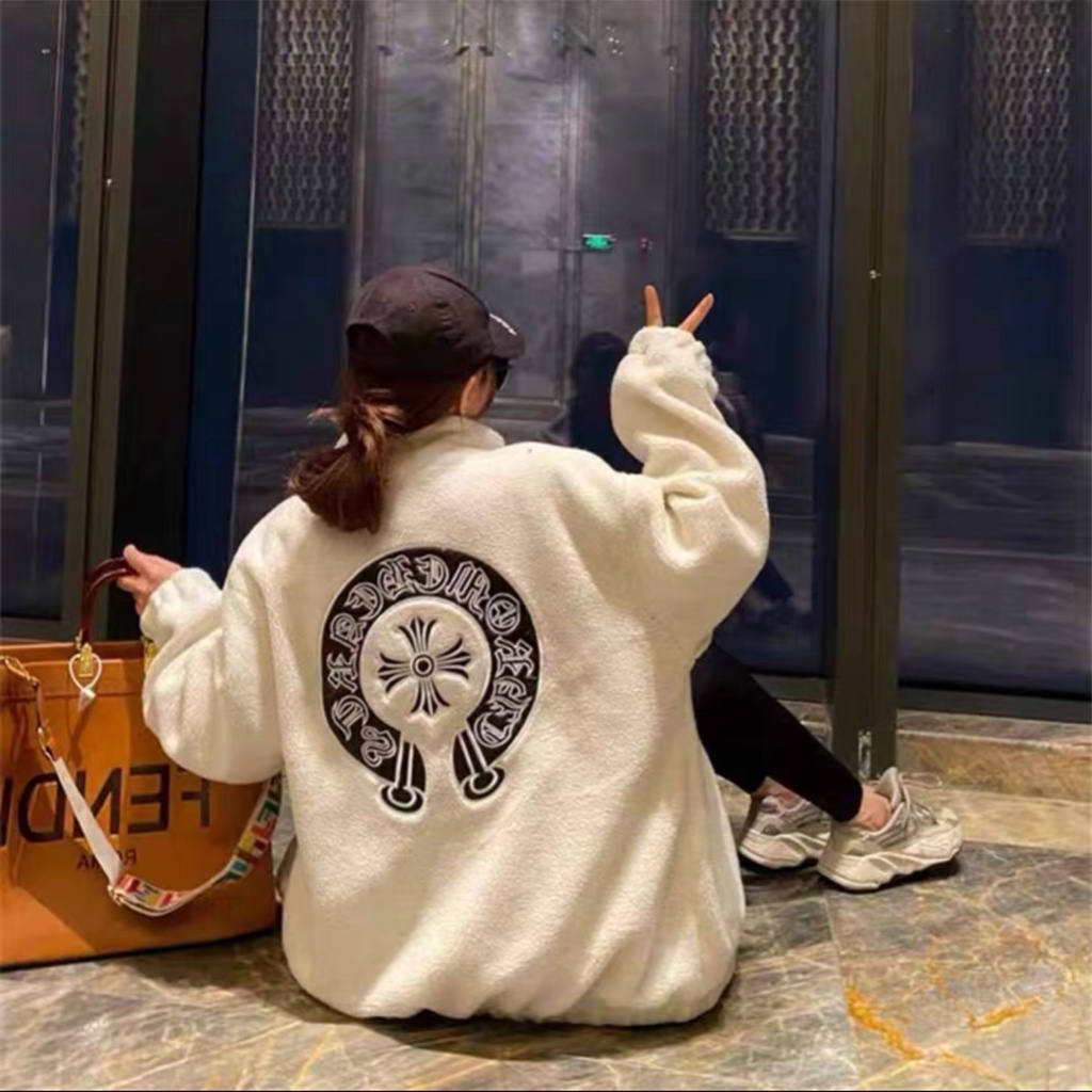 Áo Khoác, Áo Khoác Lông Chrome Hearts Dáng Rộng Unisex Cho Nam Nữ