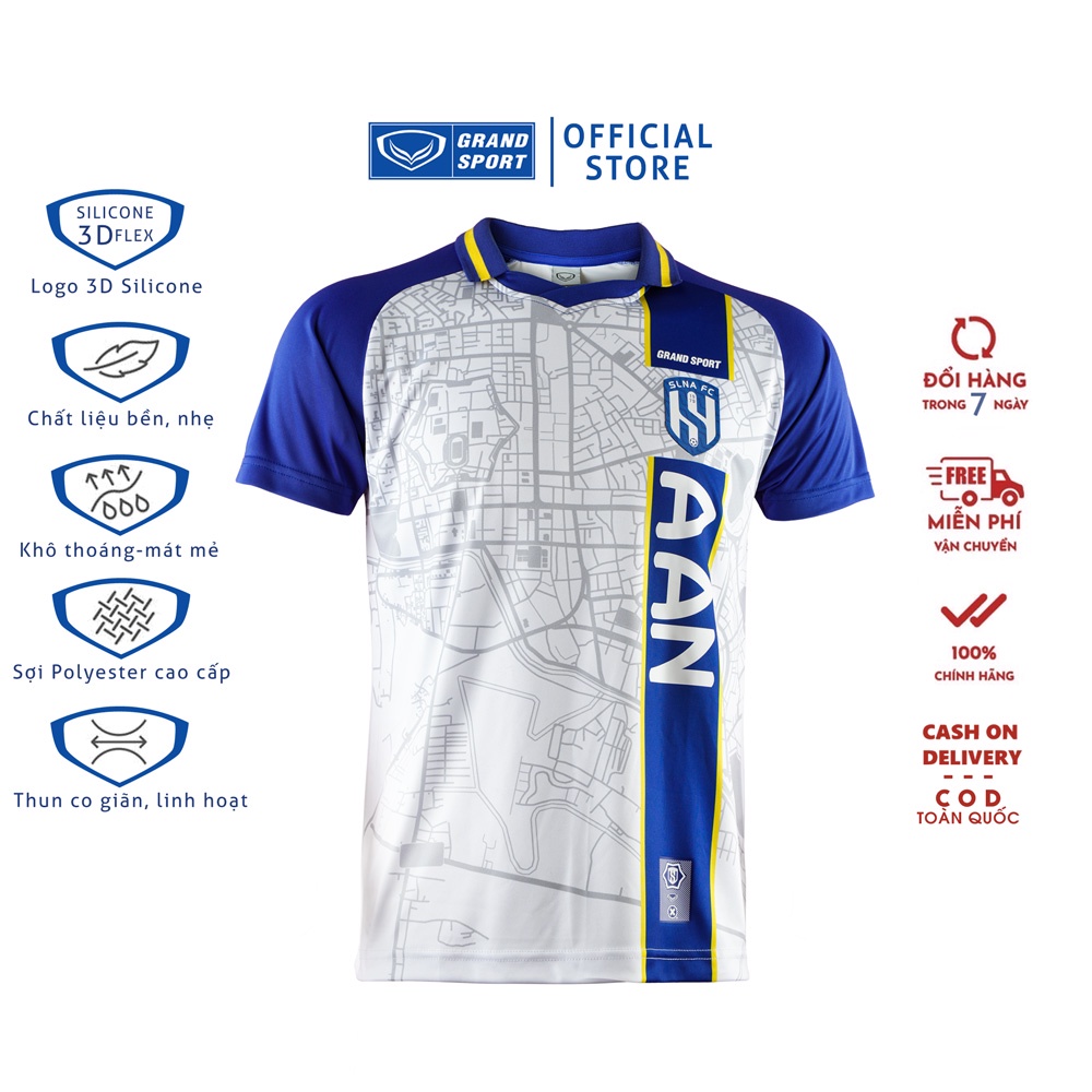 Áo bóng đá thi đấu CLB Sông Lam Nghệ An 2023 Sân Khách Grand Sport Chính Hãng Chất liệu Polyester Cao cấp thoáng mát