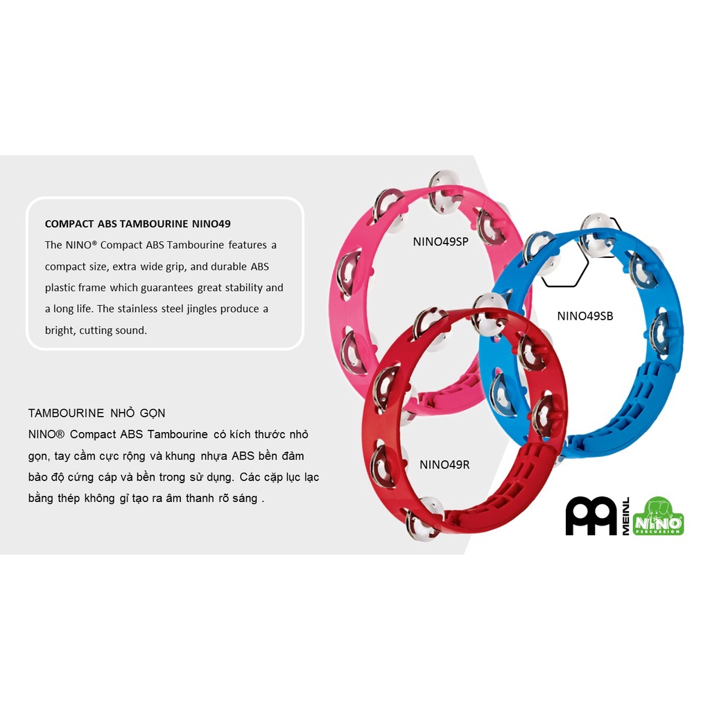 Lục lạc chính hãng Meinl Tambourine NINO49SB NINO49SP NINO49R