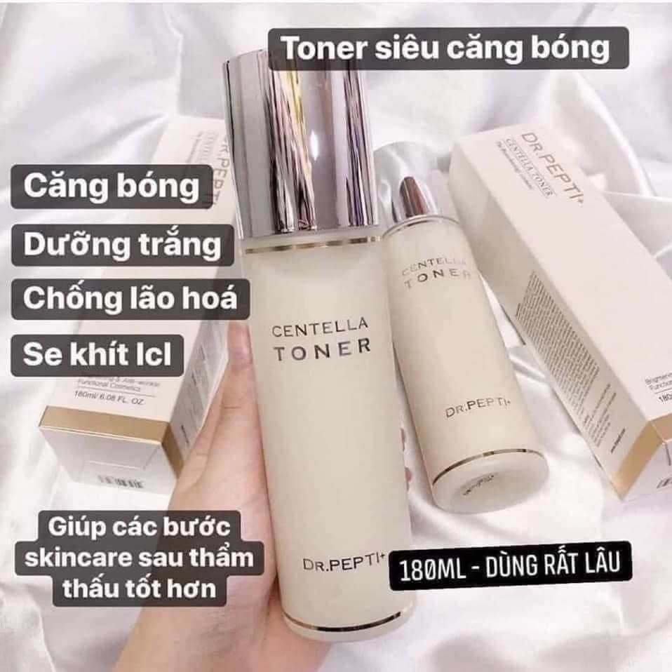 Nước Hoa Hồng Rau Má Dưỡng Sáng Giúp Da Căng Bóng Dr.Pepti Centella Toner 180ml