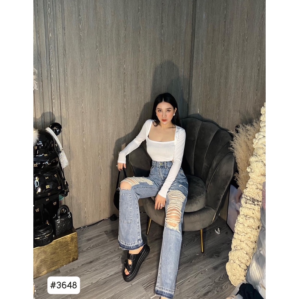 Quần baggy jean rách, mã 3648