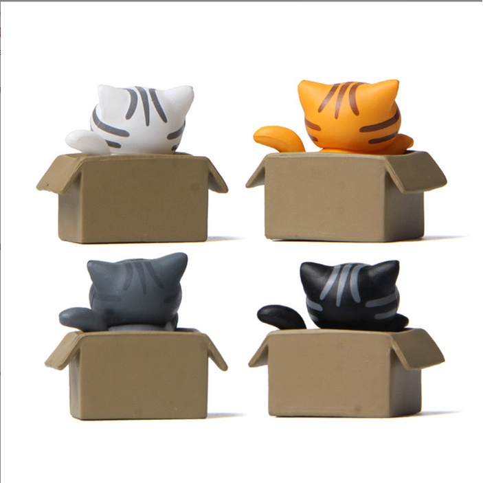 Decor bàn mèo hộp ver2 dễ thương trang trí terrarium, chậu cây