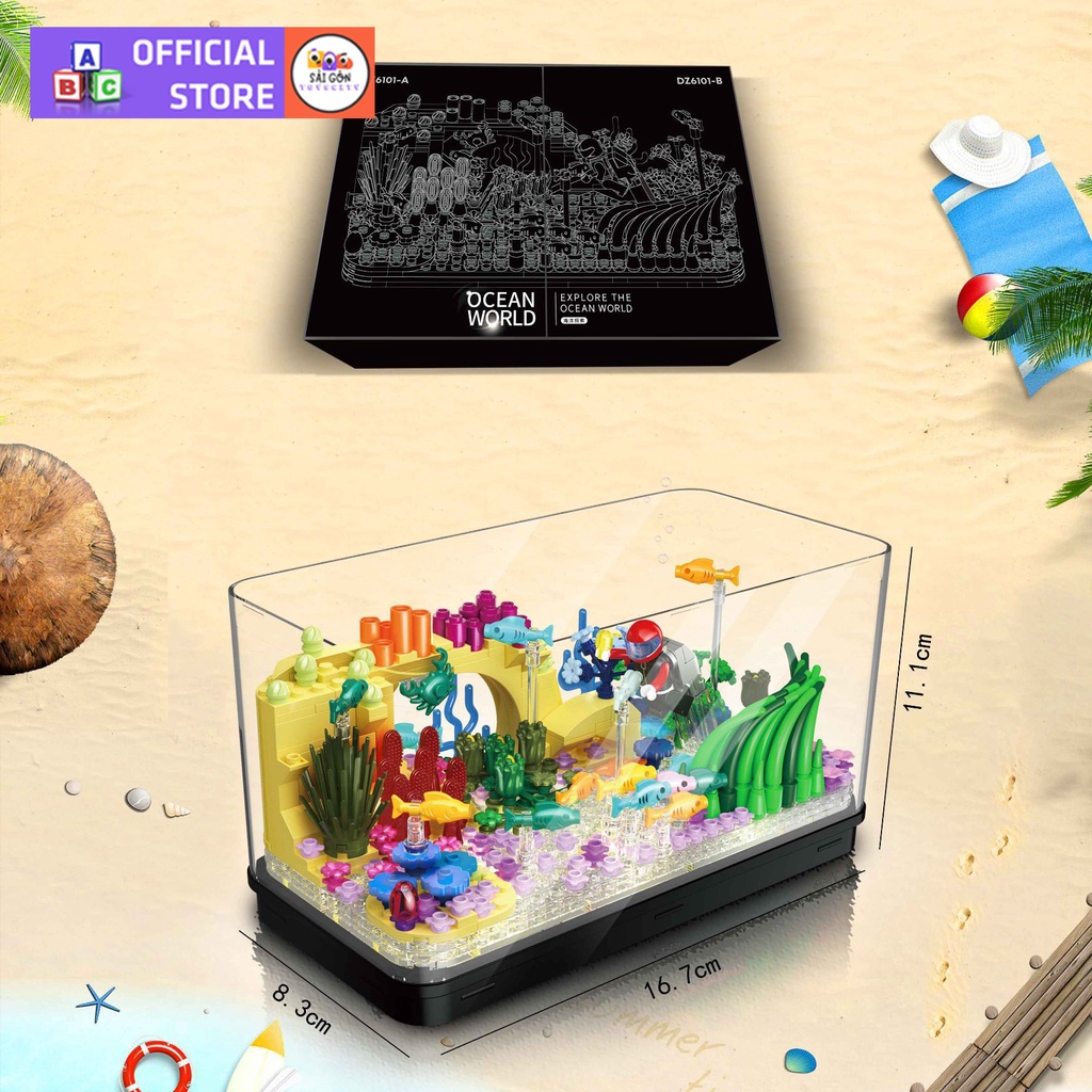 Đồ Chơi Lắp Ráp Mô Hình Trưng Bày Bể Cá Đại Dương Marvelous Oceanarium ZheGao 6101 Với 520+ PCS